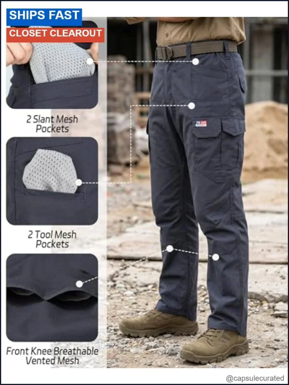 FR Cargo Pants Men Relaxed Tapered Stretch Ripstop NFPA2112 CAT2